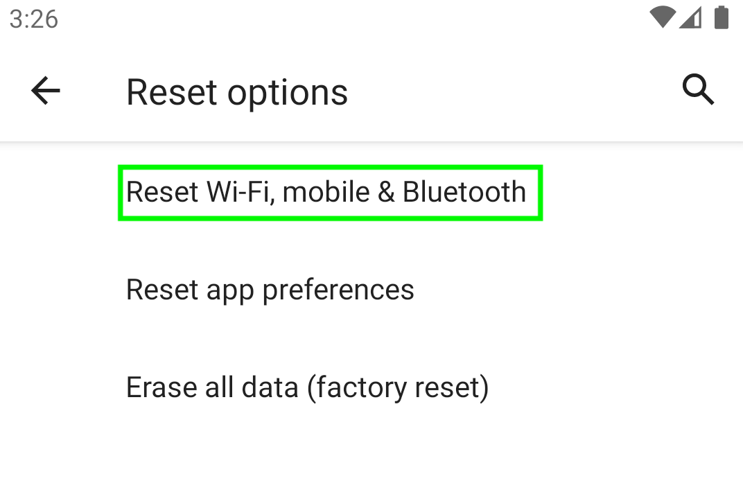Resetting network settings