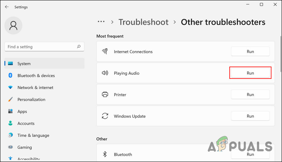 Run the Playing Audio troubleshooter