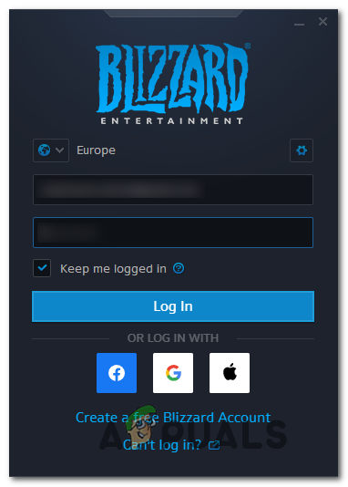 Log in to your Battle.net account