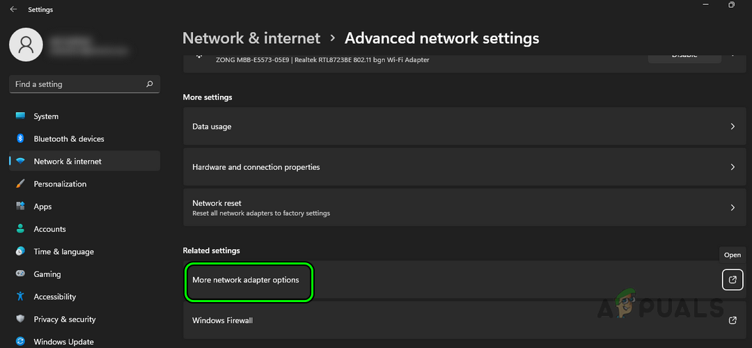 Open More Network Adapter Options in the Windows Settings