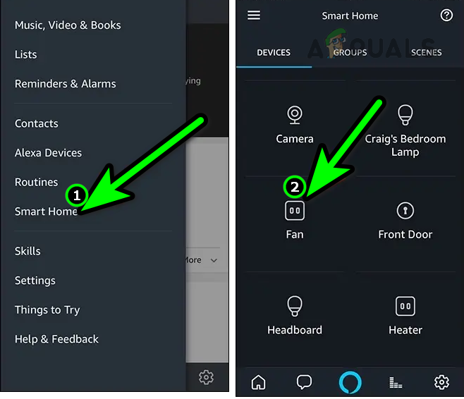 Open Smart Home in the Alexa App and Tap on the Required Device Type