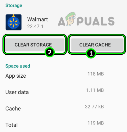 Clear Cache and Storage of the Walmart App