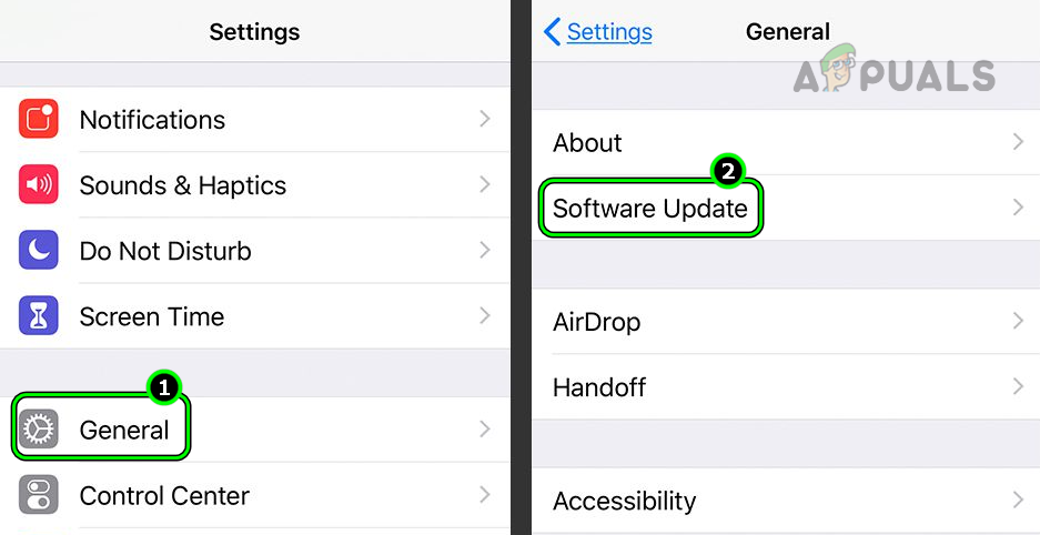 Open Software Update in the General Tab of the iPhone Settings