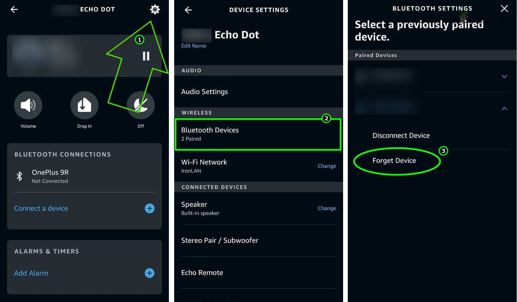 Forget the Device in the Alexa App's Bluetooth Settings