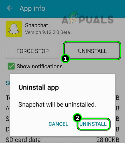 Uninstall the Snapchat App on the Android Phone
