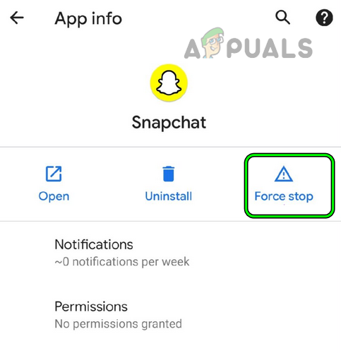 Force Stop the Snapchat App on the Android Phone