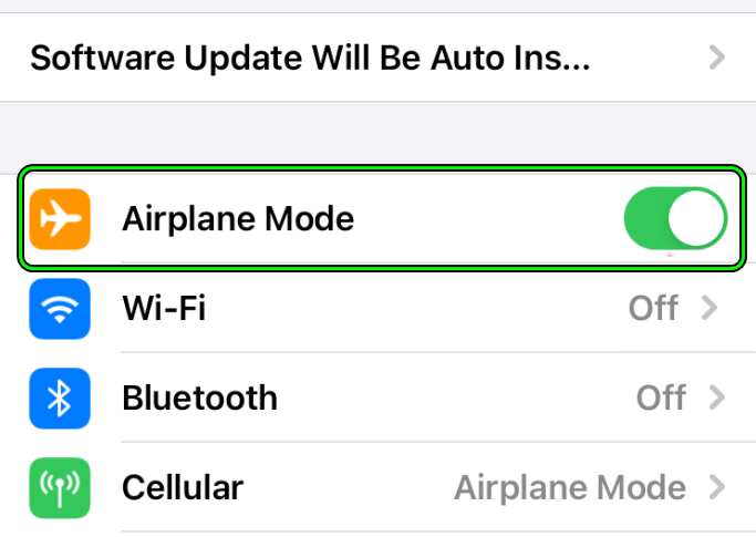 Enable Airplane Mode on the iPhone