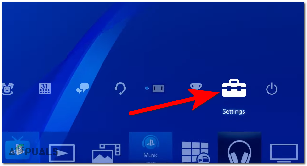 Opening the Settings on PS4