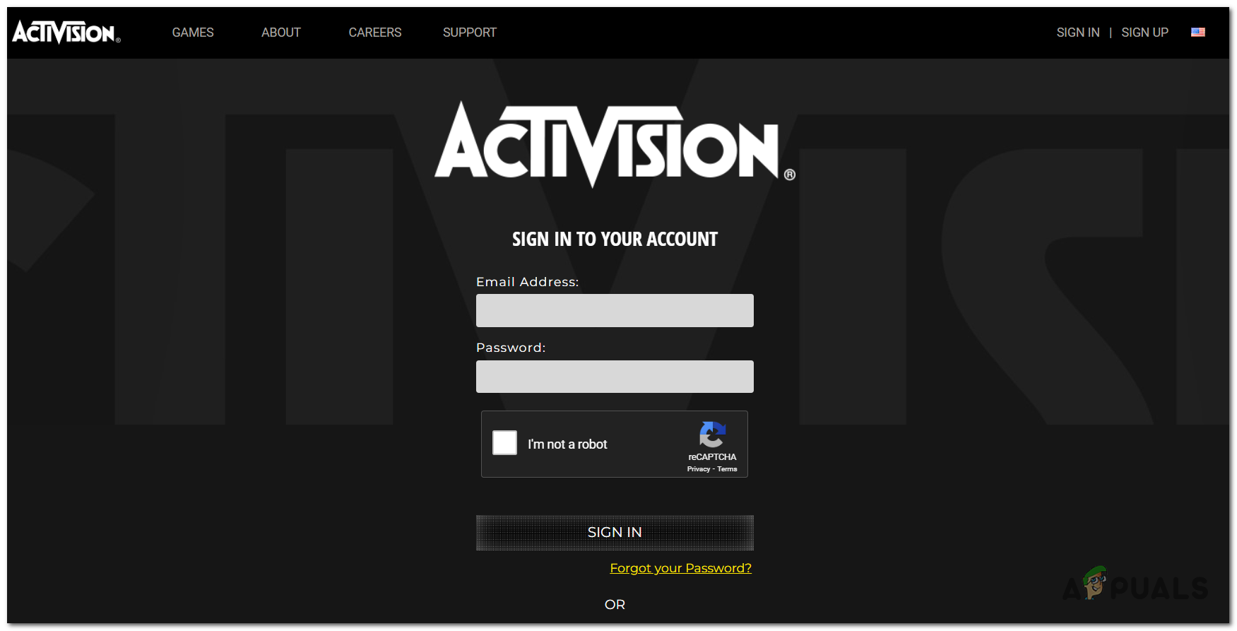 Logging in to your Activision account