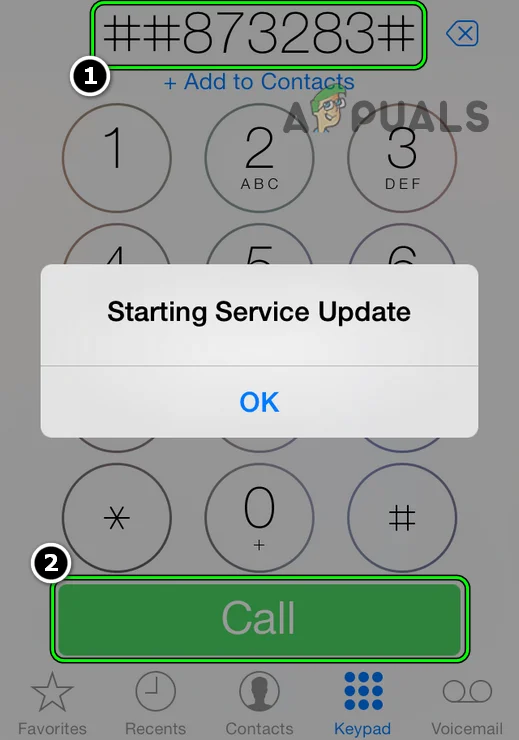 Start Service Update on the iPhone