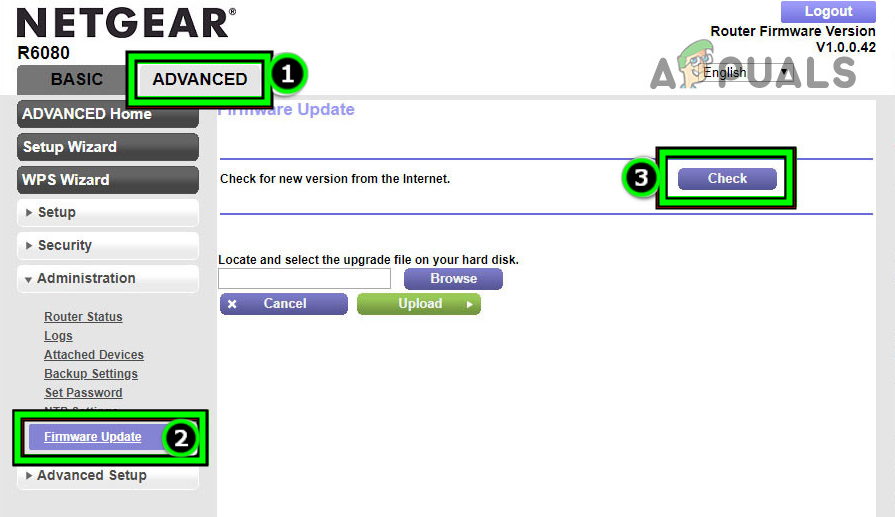 Check for Firmware Update of the Netgear Router