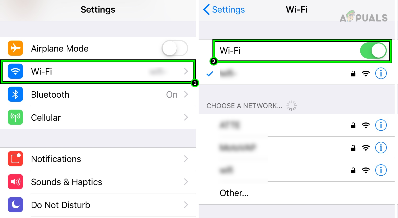 Disable Wi-Fi on the iPhone
