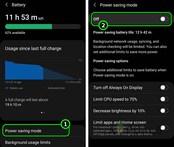 Disable Power-Saving Mode on the Android Phone