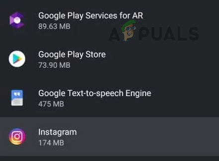 Open the Instagram App in the Android Phone's Application Manager