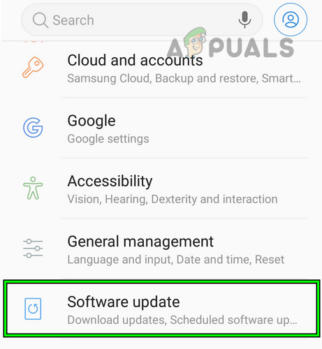 Abra a atualização de software nas configurações do telefone Android