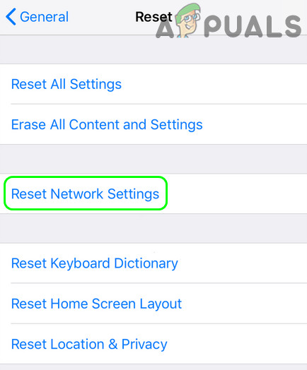 Tap on Reset Network Settings in iPhone
