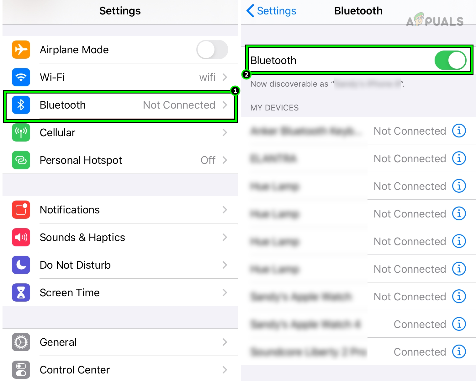 Disable Bluetooth in the iPhone Settings