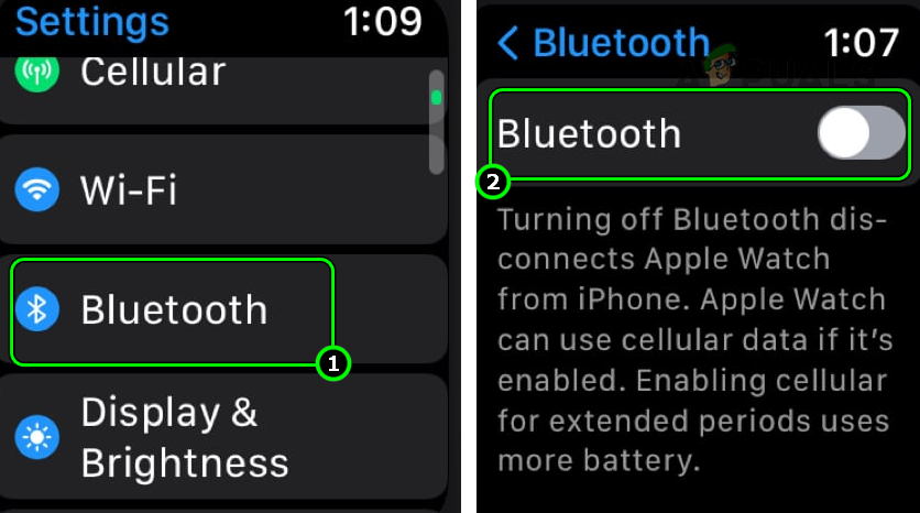 Disable Bluetooth on the Apple Watch