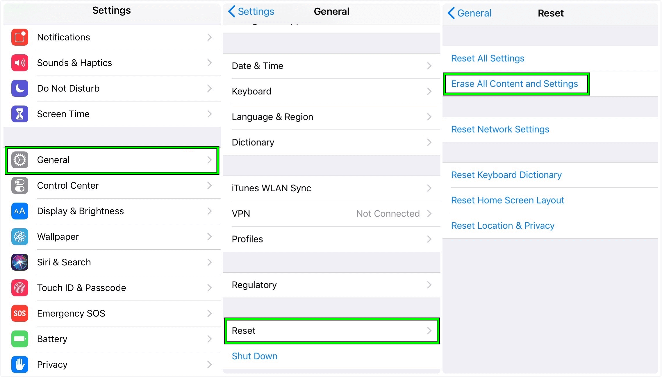 Erase All Content and Settings on the iPhone to Reset it to the Factory Defaults