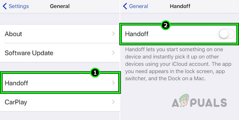 Disable Handoff in the iPad's General Settings