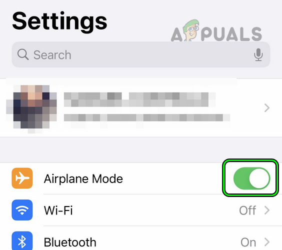 Enable Airplane Mode on the iPhone