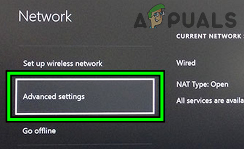 Open Advanced Network Settings of Xbox