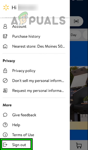 Sign Out of the Walmart App