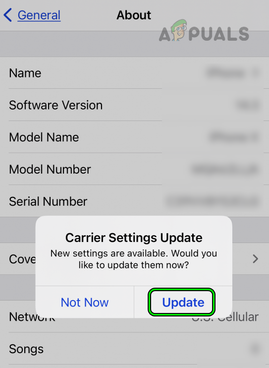 Update Carrier Settings of the iPhone