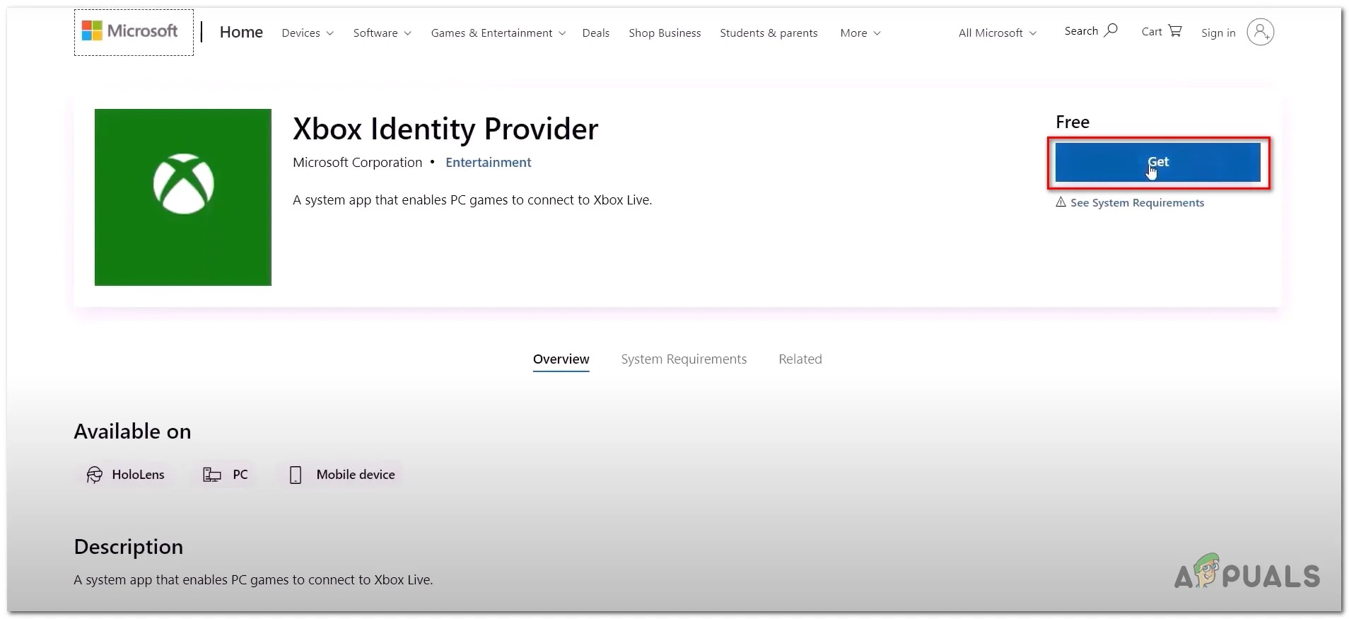 Installing Xbox identity provider