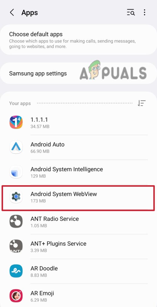Android System Webview settings