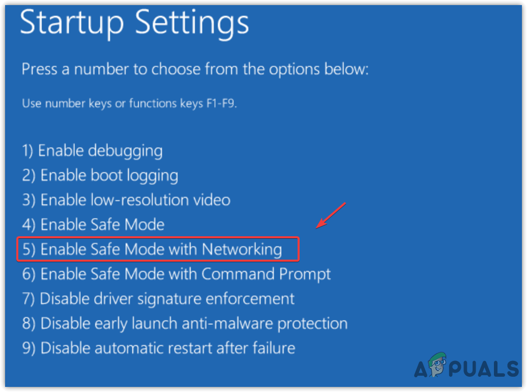 Enabling Safe Mode with networking from Windows recovery environment