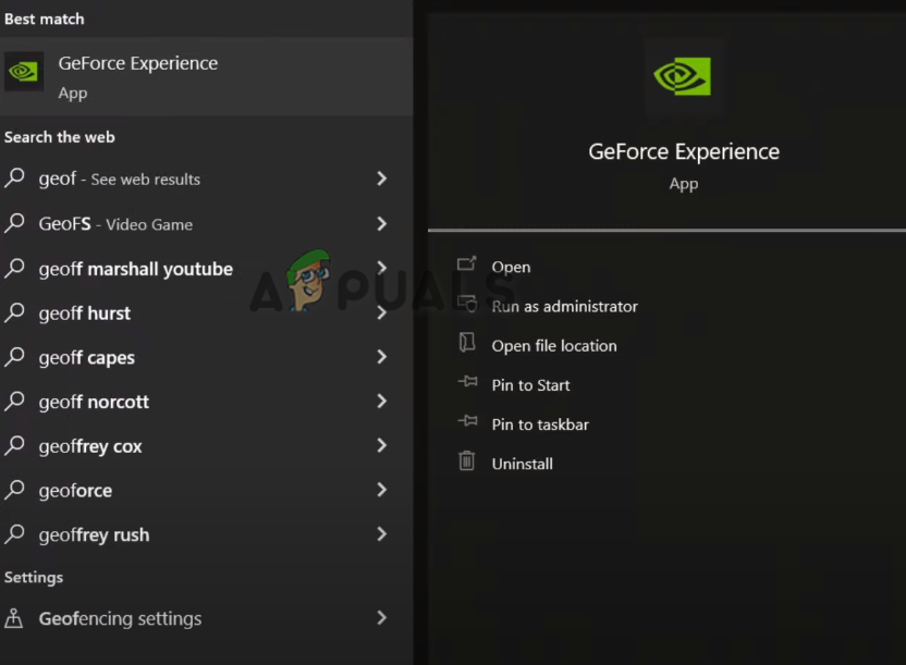 Opening GeForce Experience