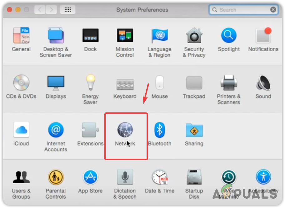 Opening Network settings on mac