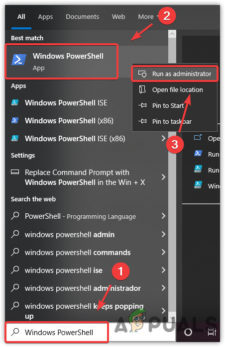 Opening Windows PowerShell in administrator mode