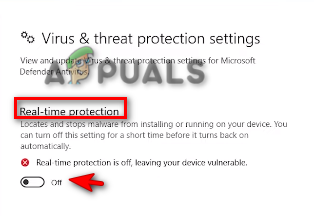 Turning off Real-Time protection