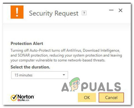 Disable the antivirus connection