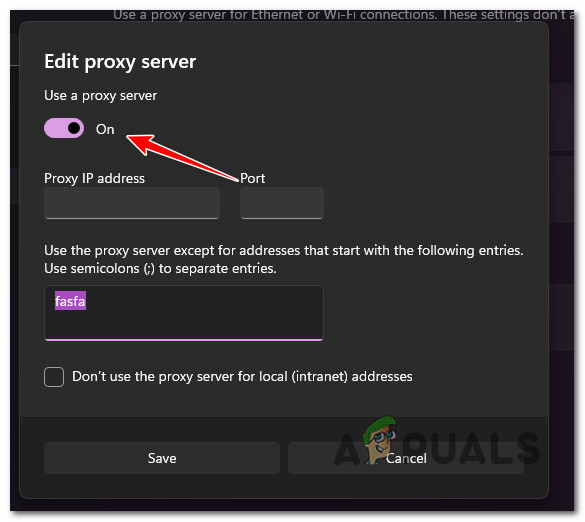 Disable the Proxy server