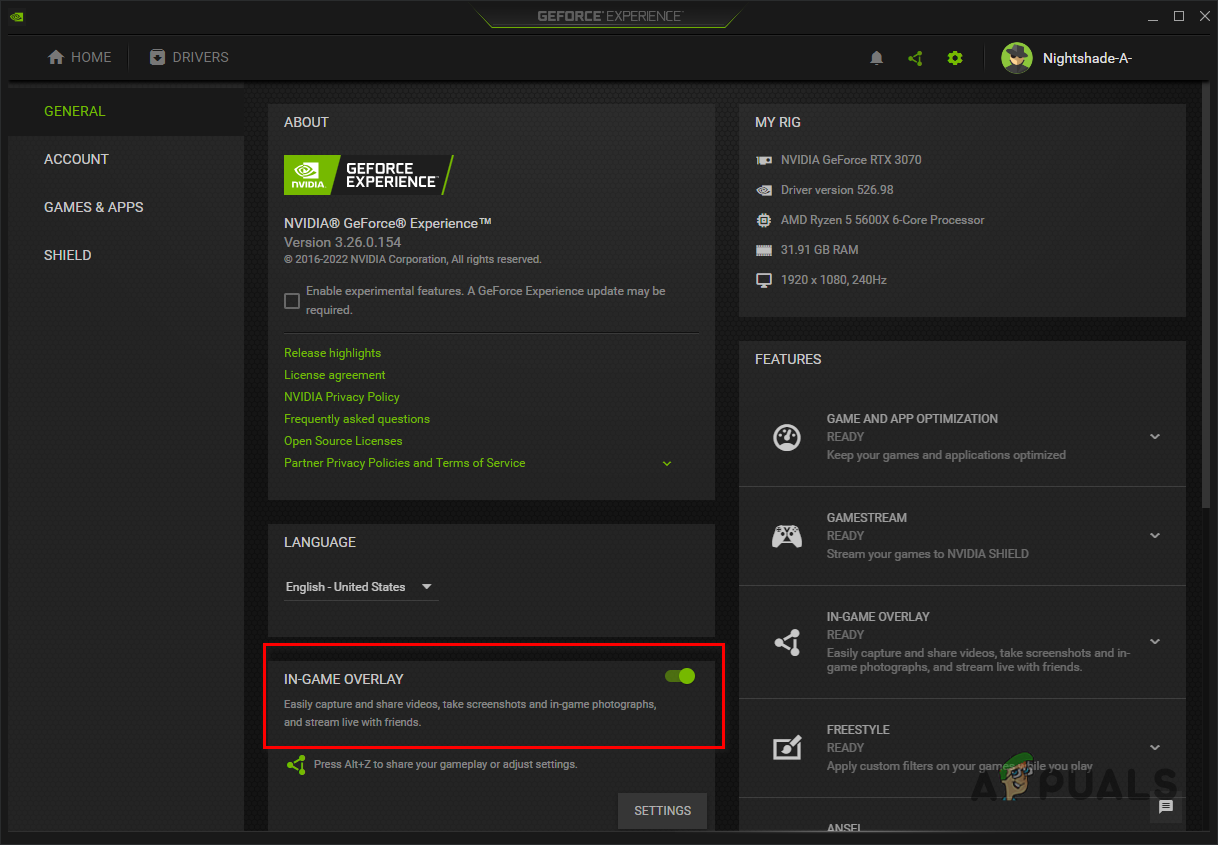 Disabling GeForce Experience Overlay