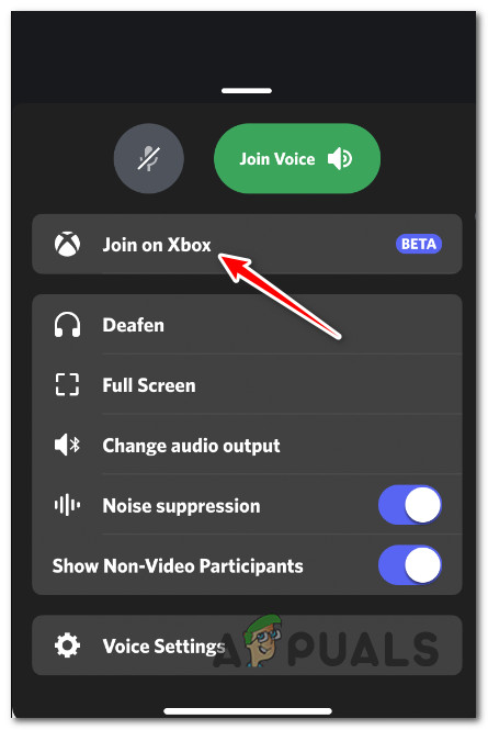Joining the Discord voice channel on Xbox