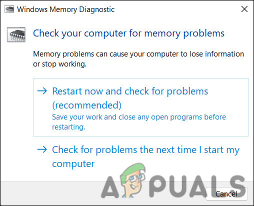 Run Memory Diagnostic tool
