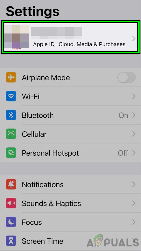 Open Your Apple ID in the iPhone Settings
