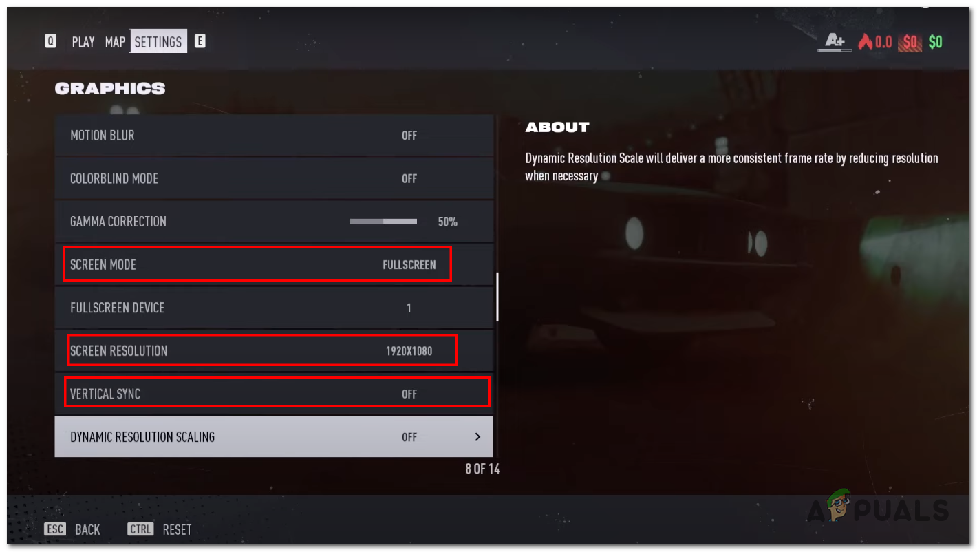 Changing screen mode in NFS mode ingame settings
