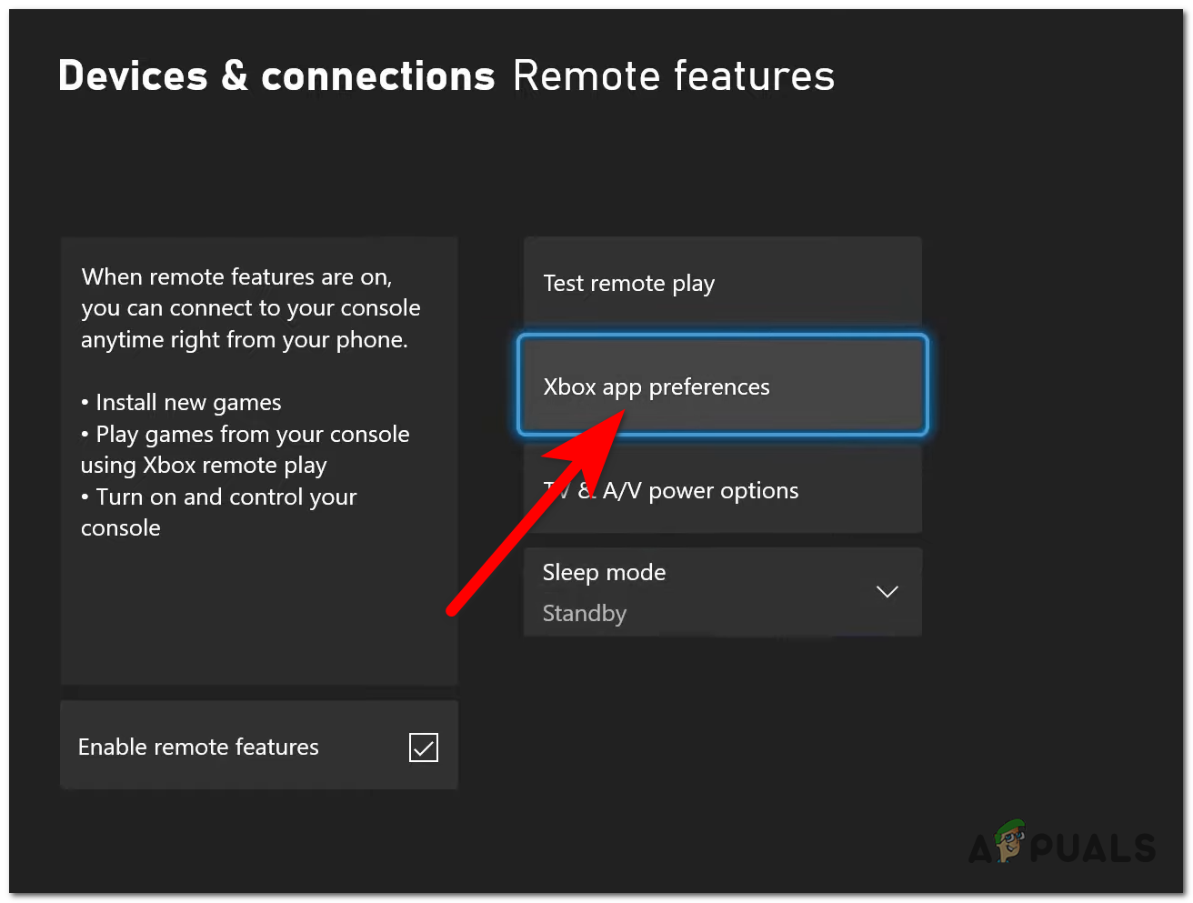 Accessing the Xbox app preferences