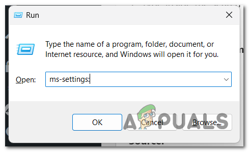 Opening the Windows Settings using a Run dialog box