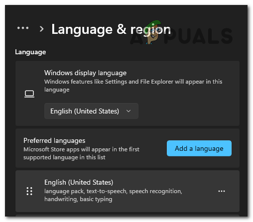 Selecting the English (United States) language