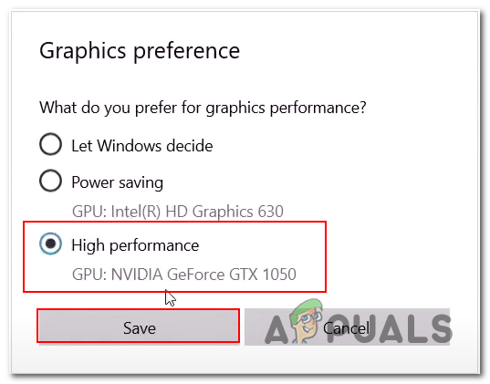 Choosing the Usable GPU for Sonic frontiers in the graphics settings 
