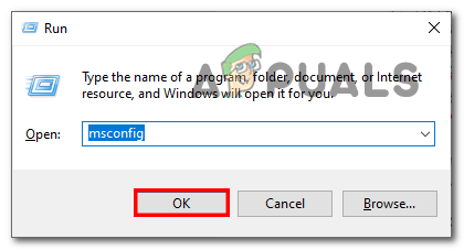 Opening the MSConfig application via the run dialog box