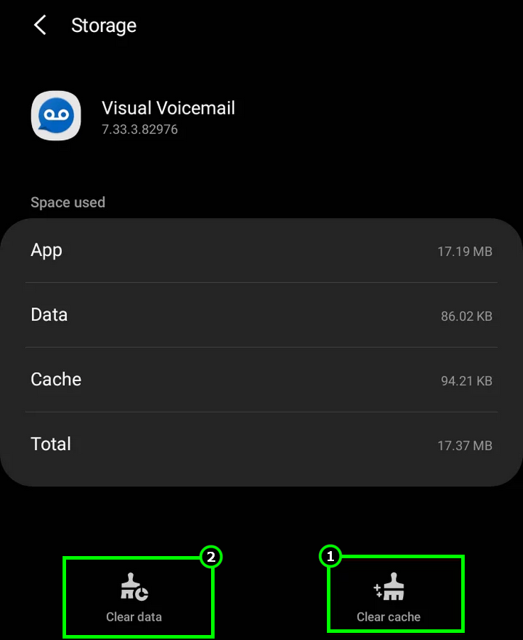 Clear Cache and Data of the ATT Visual Voicemail App