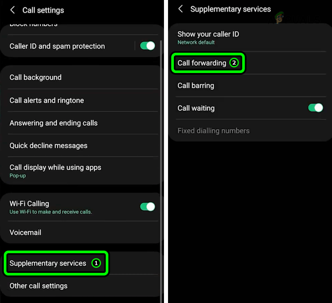 Open Call Forwarding in the Supplementary Services on an Android Phone