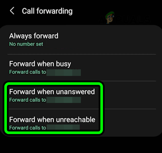 Add the Voicemail Number to the Forward When Unanswered and Forward When Unreachable